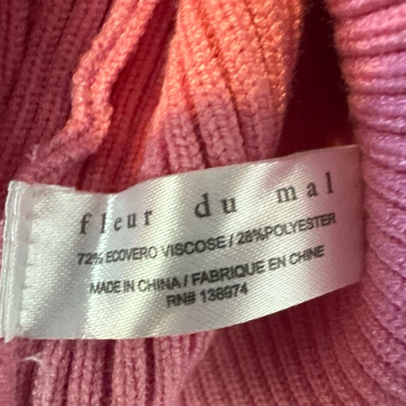 Brand New With Tags Fleur Du Mal Pink Ribbed Heart Cutout Top - Picture 8 of 8